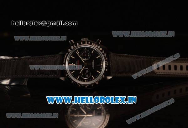 Omega Speedmaster Co-Axial Chronograph Dark Side of the Moon Swiss Valjoux 7750 Automatic Ceramic Case with Black Dial Stick Markers and Black Leather Strap (EF) - Click Image to Close