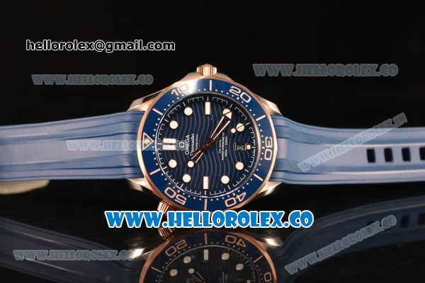 Omega Seamaster New Collection Senda Gold On Steel With Clone Omega 8500 Automatic Blue Dial Blue Rubber 210.22.42.20.03.002 - Click Image to Close