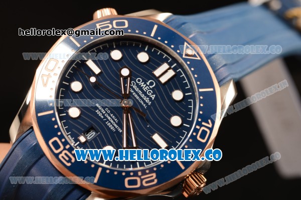 Omega Seamaster New Collection Senda Gold On Steel With Clone Omega 8500 Automatic Blue Dial Blue Rubber 210.22.42.20.03.002 - Click Image to Close