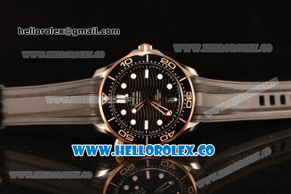 Omega Seamaster New Collection Senda Gold On Steel With Clone Omega 8500 Automatic Black Dial Black Rubber 210.22.42.20.01.002 - Click Image to Close