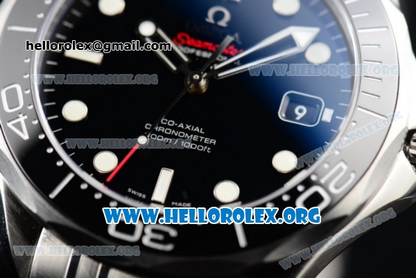 Omega Seamaster Diver 300 M Swiss ETA 2824 Automatic Stainless Steel Case/Bracelet with Ceramic Bezel Black Dial - Click Image to Close