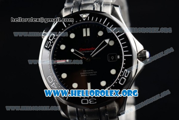 Omega Seamaster Diver 300 M Swiss ETA 2824 Automatic Stainless Steel Case/Bracelet with Ceramic Bezel Black Dial - Click Image to Close