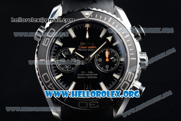 Omega Seamaster Planet Ocean Chrono Clone Omega 9300 Automatic Steel Case with Black Dial and Black Rubber Strap (EF) - Click Image to Close