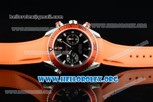Omega Seamaster Planet Ocean Chrono Clone Omega 9300 Automatic Steel Case with Black Dial and Orange Rubber Strap (EF) - Click Image to Close