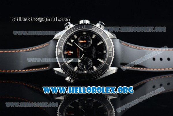 Omega Seamaster Planet Ocean Chrono Clone Omega 9300 Automatic Steel Case with Black Dial and Rubber Strap (EF) - Click Image to Close