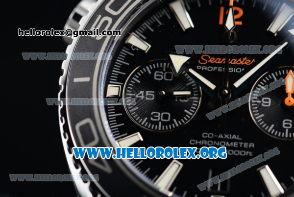 Omega Seamaster Planet Ocean Chrono Clone Omega 9300 Automatic Steel Case with Black Dial and Rubber Strap (EF) - Click Image to Close