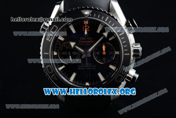 Omega Seamaster Planet Ocean Chrono Clone Omega 9300 Automatic Steel Case with Black Dial and Rubber Strap (EF) - Click Image to Close