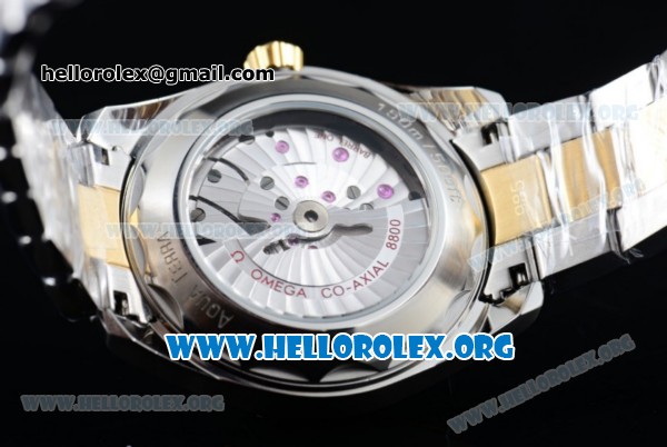 Omega Seamaster Aqua Terra 150M Clone Omega 8500 Automatic Two Tone Case/Bracelet with White Dial Silver Stick Markers (YF) - Click Image to Close