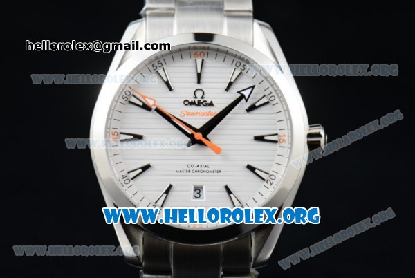 Omega Seamaster Aqua Terra 150M Clone Omega 8500 Automatic Stainless Steel Case/Bracelet with White Dial Silver Stick Markers Orange Second Hand (YF) - Click Image to Close