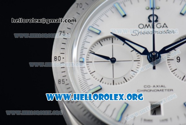 Omega Speedmaster'57 Chrono Clone Omega 9300 Automatic Steel Case with White Dial Blue Stick Markers and Stainless Steel Bracelet (EF) - Click Image to Close