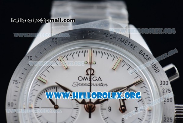 Omega Speedmaster'57 Chrono Clone Omega 9300 Automatic Steel Case with White Dial and Stainless Steel Bracelet (EF) - Click Image to Close