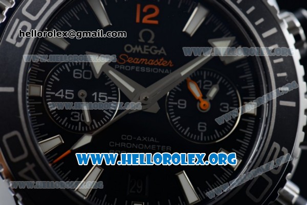 Omega Seamaster Planet Ocean Chrono Clone Omega 9300 Automatic Steel Case with Black Dial Black Bezel and Stainless Steel Bracelet (EF) - Click Image to Close