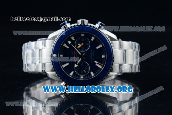 Omega Seamaster Planet Ocean Chrono Clone Omega 9300 Automatic Steel Case with Blue Dial and Stainless Steel Bracelet (EF) - Click Image to Close
