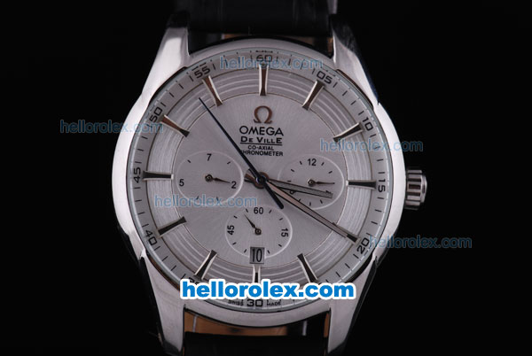 Omega Seamaster Chronograph Automatic Movement with Black Dial-Silver Marking - Click Image to Close
