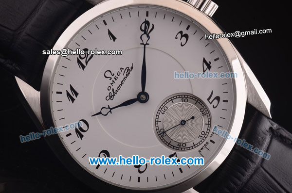 Omega Seamaster Railmaster Asia 6497 Manual Winding Movement Steel Case with White Dial and Black Leather Strap - Click Image to Close