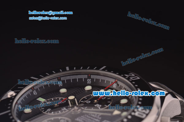 Omega Seamaster Chronograph Miyota Quartz Movement Steel Case with Black Dial and Dot Markers - Click Image to Close