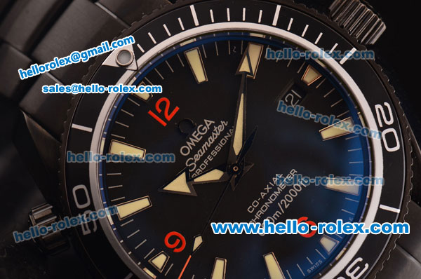 Omega Seamaster Planet Ocean Swiss ETA 2836 Automatic PVD Case/Strap with Black Dial - Click Image to Close