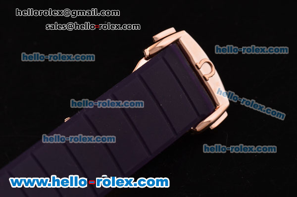 Omega Constellation Swiss ETA Quartz Rose Gold Case with Diamond Bezel and Purple Rubber Strap - Click Image to Close
