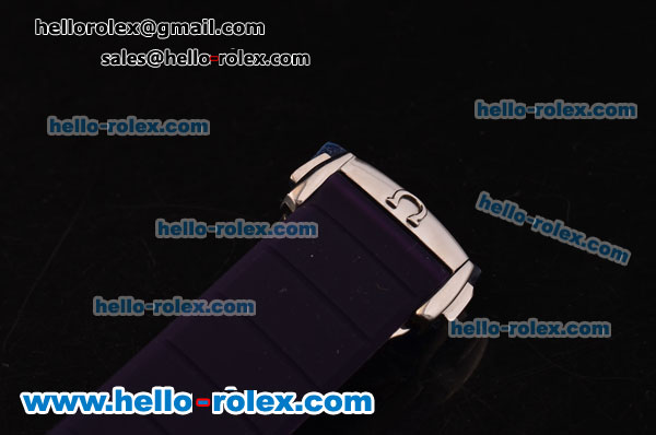 Omega Constellation Swiss ETA Quartz Steel Case with Diamond Bezel and Purple Rubber Strap - Click Image to Close