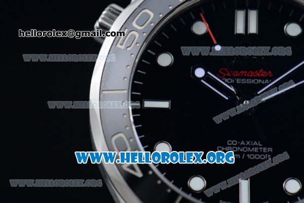 Omega Seamaster Diver 300 M Co-Axial Swiss ETA 2824 Automatic Steel Case with Ceramic Bezel and Black Dial Stick Markers (BP) - Click Image to Close