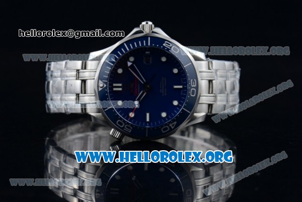 Omega Seamaster Diver 300M Co-Axial Swiss ETA 2824 Automatic Steel Case with Ceramic Bezel and Blue Dial Stick Markers (BP) - Click Image to Close
