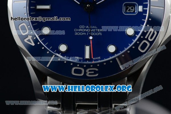 Omega Seamaster Diver 300M Co-Axial Swiss ETA 2824 Automatic Steel Case with Ceramic Bezel and Blue Dial Stick Markers (BP) - Click Image to Close