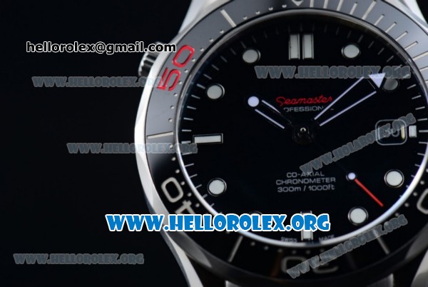 Omega Seamaster Diver 300M Co-Axial Swiss ETA 2824 Automatic Steel Case with Ceramic Bezel and Black Dial Stick Markers (BP) - Click Image to Close