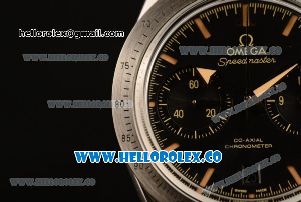 Omega Speedmaster'57 Co-Axial Chronograph Clone Omega 9300 Automatic Steel Case with Black Dial Stick Markers and Brown Leather Strap (EF) - Click Image to Close