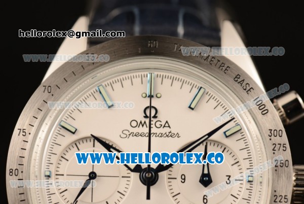 Omega Speedmaster'57 Co-Axial Chronograph Clone Omega 9300 Automatic Steel Case with White Dial Stick Markers and Black Leather Strap (EF) - Click Image to Close