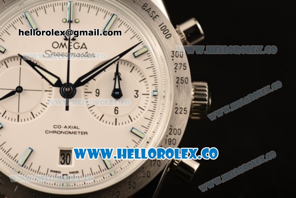 Omega Speedmaster'57 Co-Axial Chronograph Clone Omega 9300 Automatic Steel Case with White Dial Stick Markers and Black Leather Strap (EF) - Click Image to Close