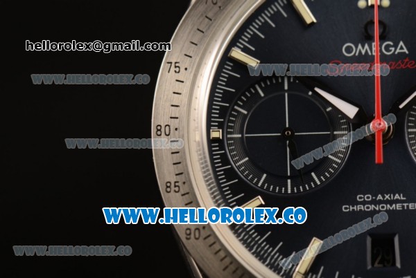 Omega Speedmaster'57 Co-Axial Chronograph Clone Omega 9300 Automatic Steel Case with Blue Dial Stick Markers and Blue Leather Strap (EF) - Click Image to Close