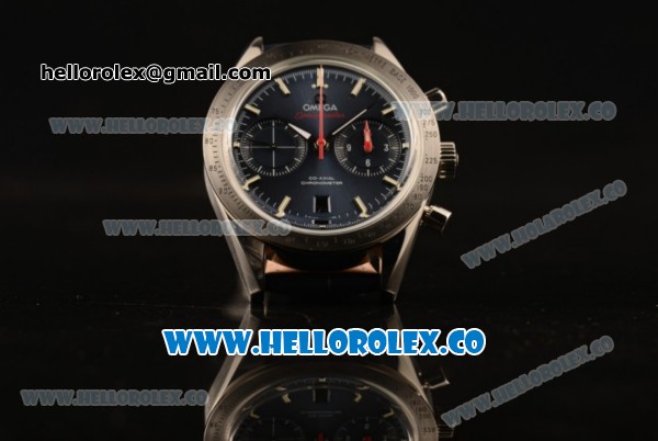 Omega Speedmaster'57 Co-Axial Chronograph Clone Omega 9300 Automatic Steel Case with Blue Dial Stick Markers and Blue Leather Strap (EF) - Click Image to Close