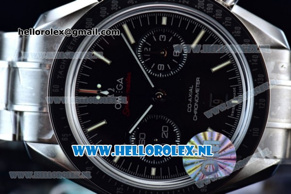 Omega Speedmaster Moonwatch Professional Chronograph Clone Omega 9300 Automatic Steel Case with Black Dial Stick Markers and Steel Bracelet - Click Image to Close