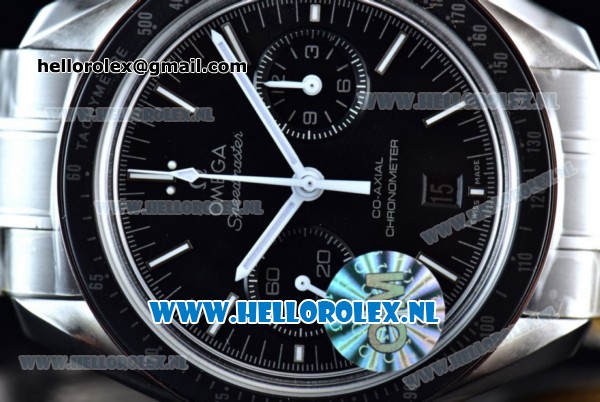 Omega Speedmaster Moonwatch Professional Chronograph Clone Omega 9300 Automatic Steel Case with Black Dial Stick Markers and Steel Bracelet - Click Image to Close