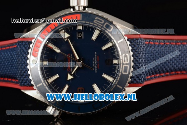 Omega Seamaster Planet Ocean 600M PyeongChang 2018 Limited Edition 8900 Automatic Steel Case with Blue Dial Stick Markers and Blue Rubber Strap (EF) - Click Image to Close