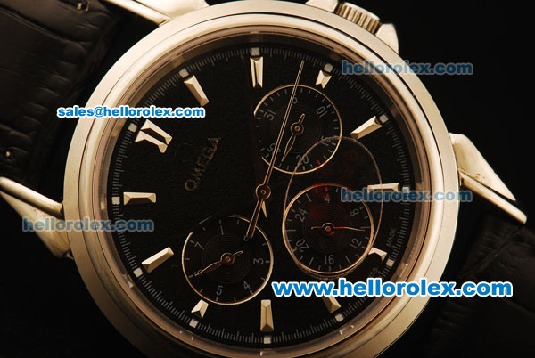 Omega De Ville Automatic Steel Case with Black Dial and Black Leather Strap - Click Image to Close