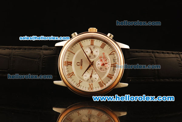 Omega De Ville Automatic Steel Case with Rose Gold Bezel and Silver Dial - Rose Gold Roman Markers - Click Image to Close