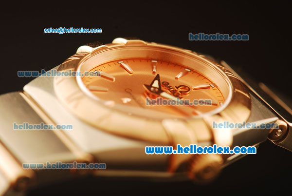 Omega Constellation Swiss Quartz Steel Case with Rose Gold Bezel and Rose Gold Dial-Rose Gold Stick Markers - Click Image to Close