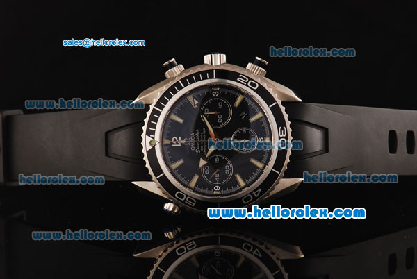 Omega Seamaster Chronograph Swiss Valjoux 7750 Automatic Steel Case with Black Bezel and Black Dial-Rubber Strap - Click Image to Close