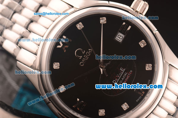 Omega De Ville Prestige Automatic Full Steel with Black Dial and Diamond Markers - Click Image to Close