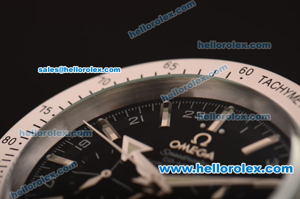 Omega Speedmaster Automatic Movement Silver Case wiht Black Dial and SSBand - Click Image to Close