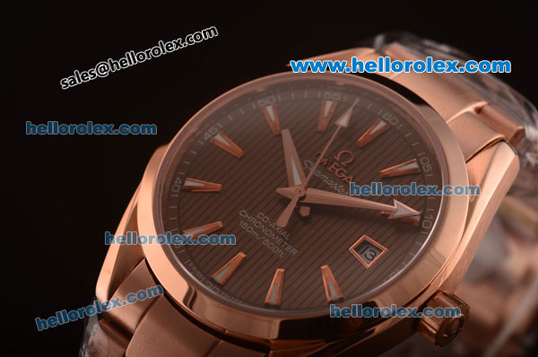 Omega Seamaster Asia 2813 Automatic Full Rose Gold Case with Brown Dial-ETA Coating - Click Image to Close