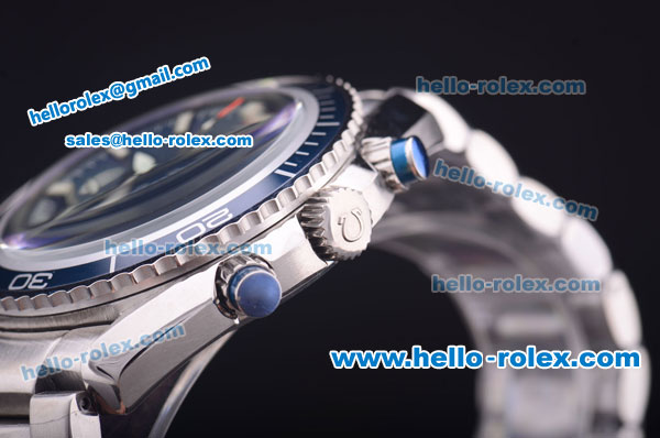 Omega Seamaster Chronograph Miyota Quartz Full Steel with Blue Bezel and Blue Dial-7750 Coating - Click Image to Close