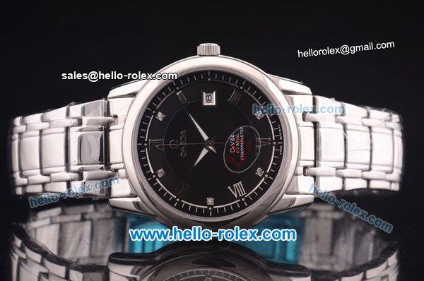 Omega De Ville Automatic Full Steel with Black Dial and Silver Roman Markers - Click Image to Close