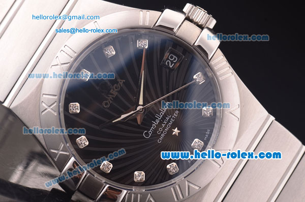 Omega Constellation Asia 2813 Automatic Full Steel Case with Blue Dial and Diamond Markers - Click Image to Close