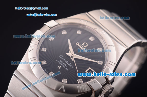 Omega Constellation Asia 2813 Automatic Full Steel Case with Blue Dial and Diamond Markers - Click Image to Close