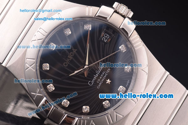 Omega Constellation Swiss ETA 2836 Automatic Full Steel Case with Blue Dial and Diamond Markers - Click Image to Close