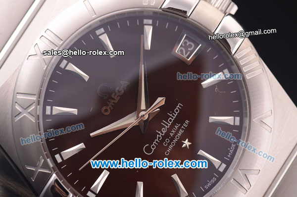 Omega Constellation Co-Axial Swiss ETA 2824 Automatic Full Steel with Brown Dial and Stick Markers - Click Image to Close