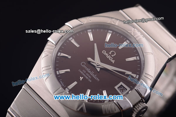 Omega Constellation Co-Axial Swiss ETA 2824 Automatic Full Steel with Brown Dial and Stick Markers - Click Image to Close