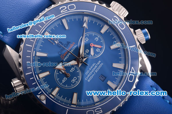 Omega Seamaster Planet Ocean Quartz Steel Case with Blue Bezel and Blue Dial-7750 Coating - Click Image to Close